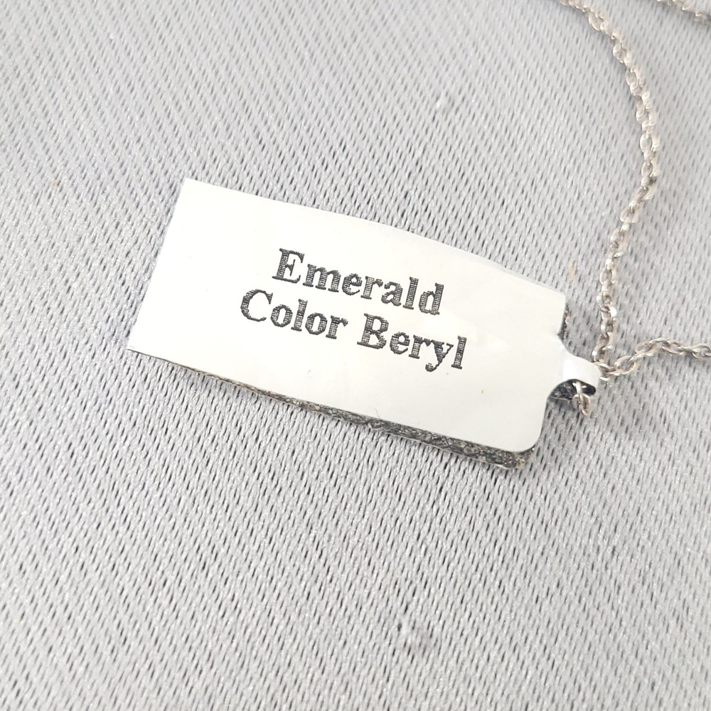 YS 925 Pendant Necklace Sterling Silver Emerald Beryl Teardrop‎ Made in India - Picture 4 of 10